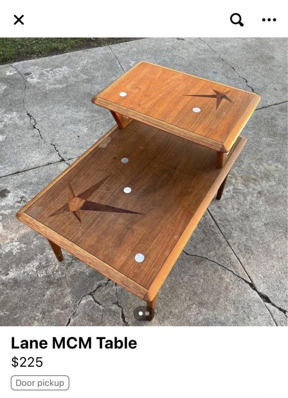 Mid-Century Modern Lane Side Table with Star Inlay