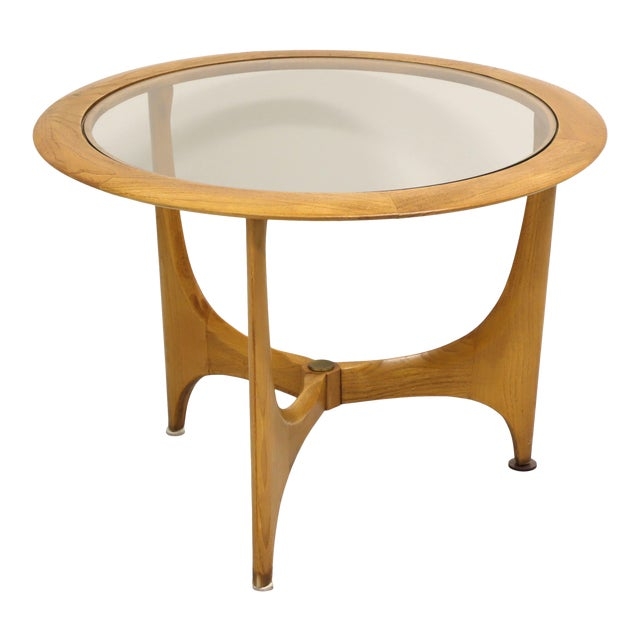 Mid-Century Modern Round Glass Top Side Table