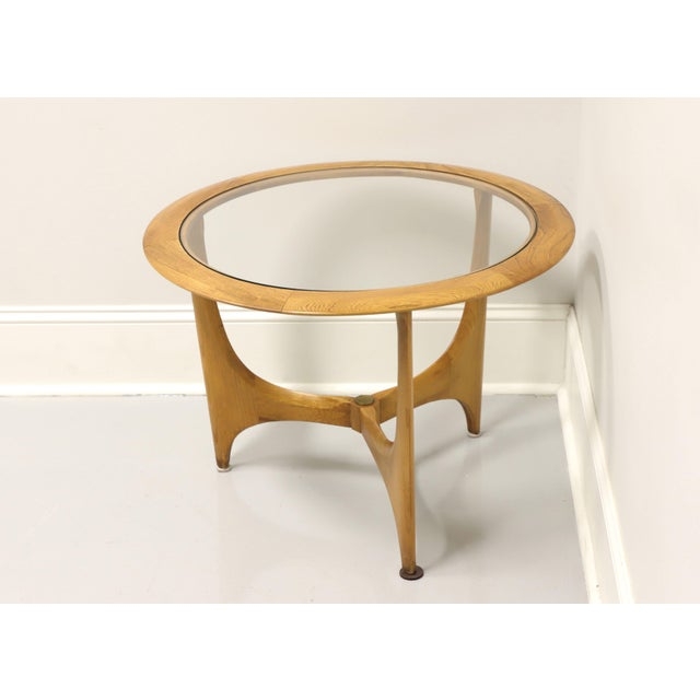 Mid-Century Modern Round Glass Top Side Table
