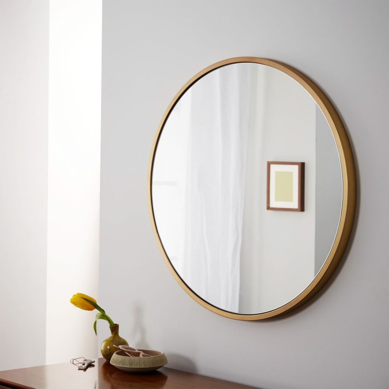Mid Century Modern Round Gold Wall Mirror