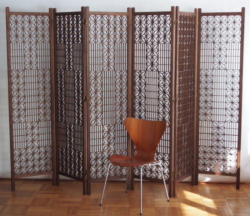 Mid-Century Modern Teak Folding Room Divider Screen