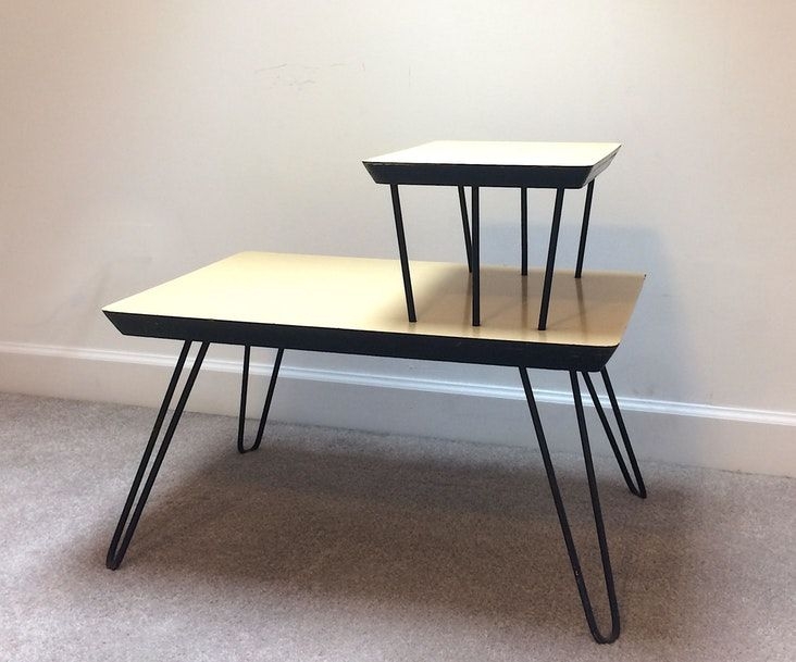 Mid Century Modern Two Tier Hairpin Leg Table