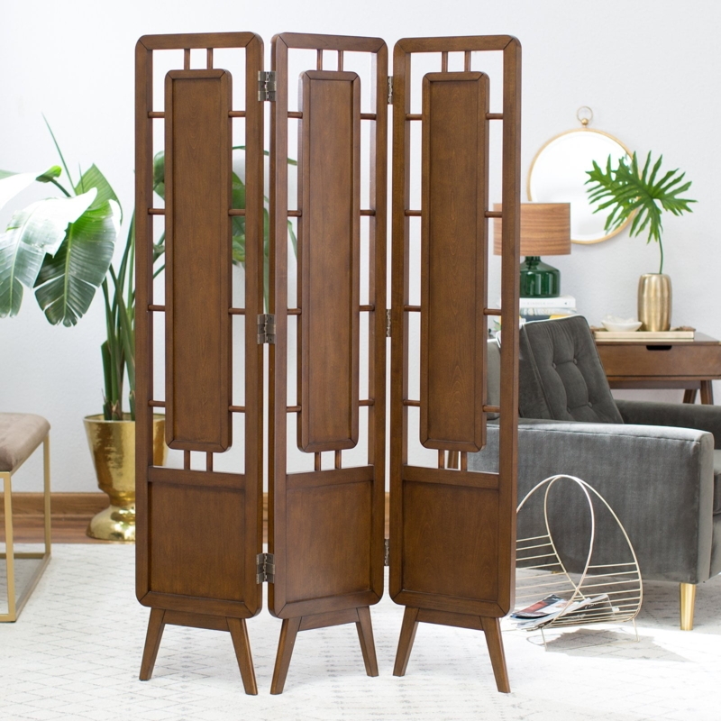 Mid Century Modern Wooden 3-Panel Room Divider