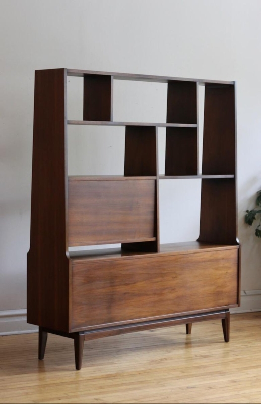 Mid-Century Modern Wooden Open Shelf Divider