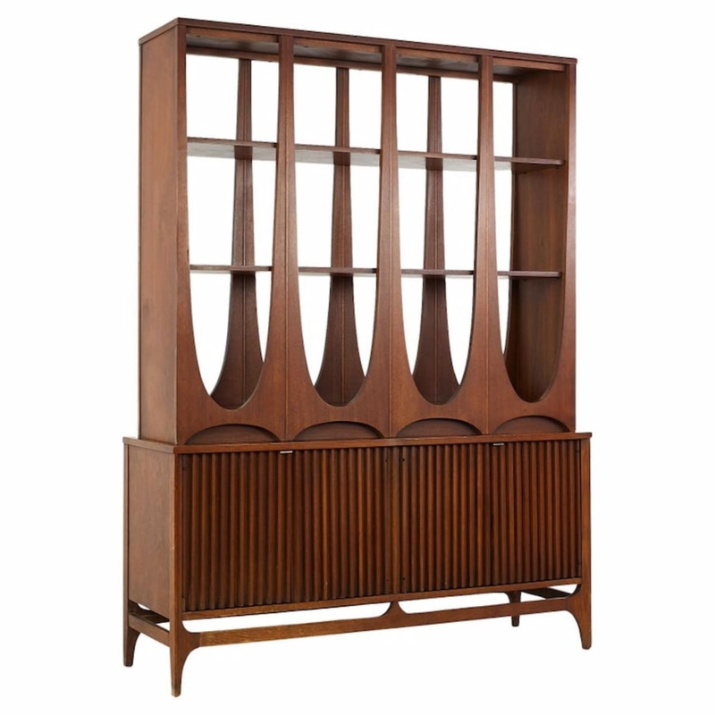 Mid Century Modern Wooden Room Divider Shelf
