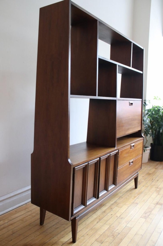 Mid-Century Modern Wooden Room Divider Shelving Unit