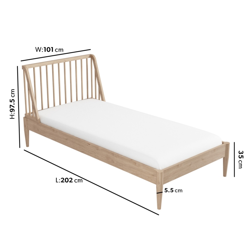 Mid Century Wooden Spindle Single Bed Frame