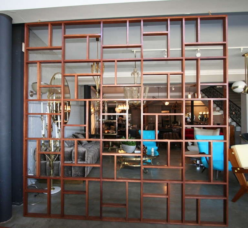 Midcentury Modern Geometric Wooden Room Divider