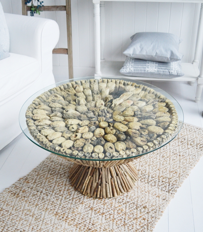 Midcentury Sculptural Driftwood Glass Coffee Table