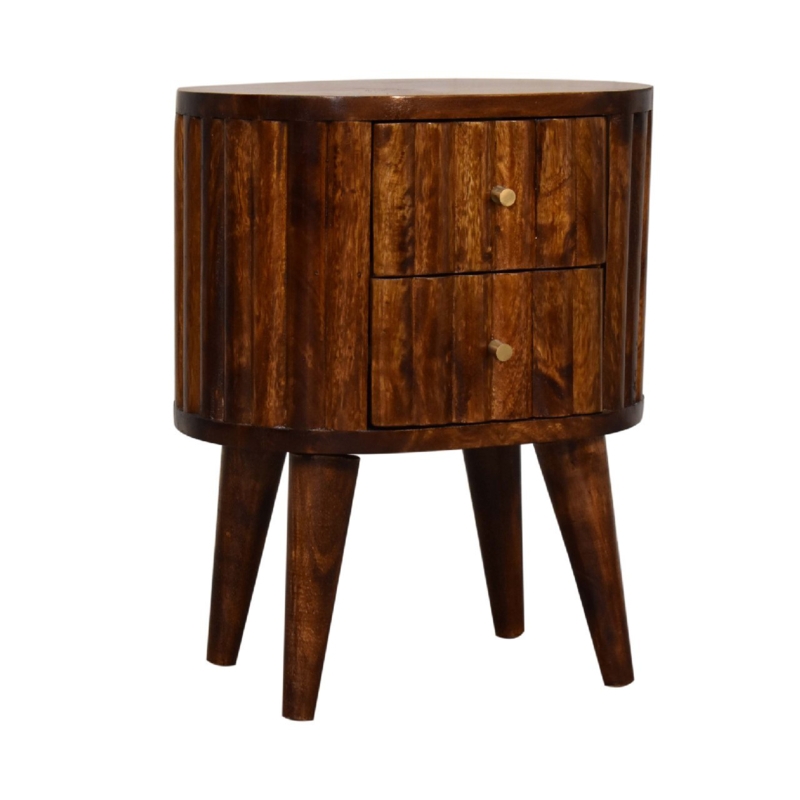 Millwood Pines Solid Wood Round Nightstand
