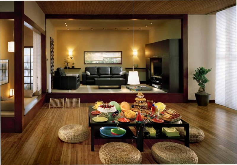 Minimalist Japanese Living Room with Low Seating