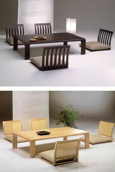 Minimalist Japanese Low Dining Tables with Floor Chairs