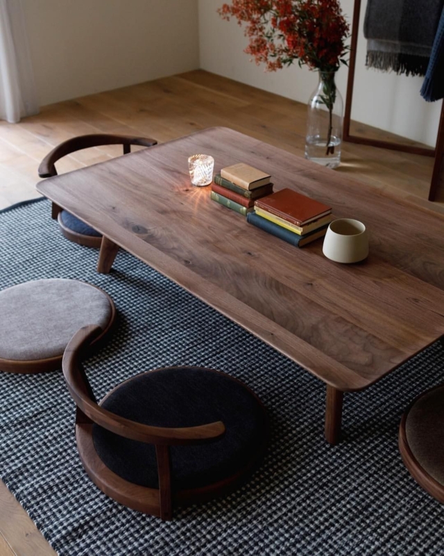 Minimalist Japanese-Style Low Dining Table Setup