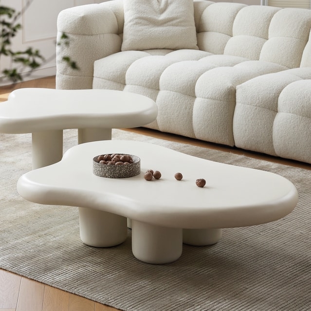 Minimalist Modern Curved White Coffee Tables