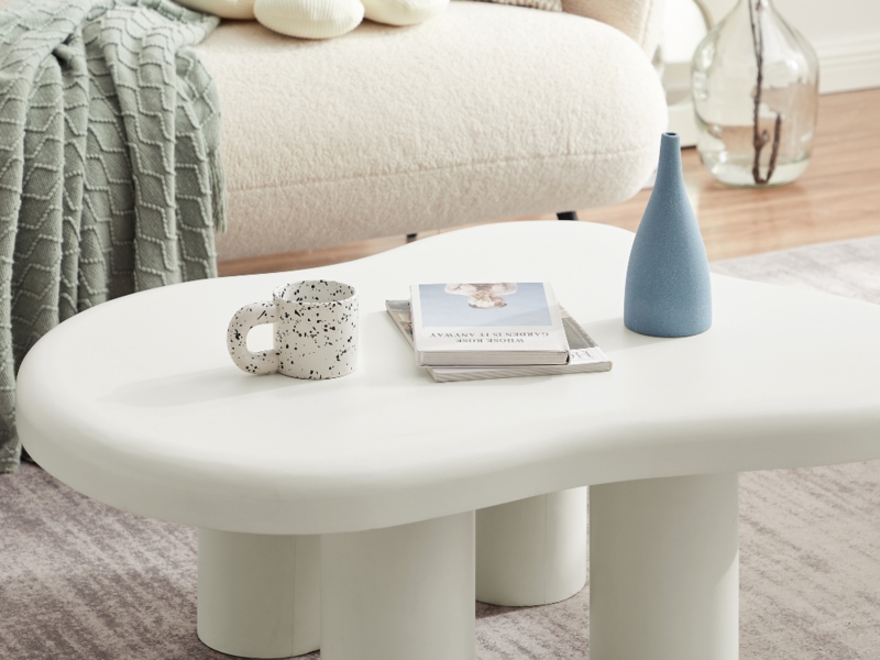 Minimalist White Cloud-Shaped Coffee Table
