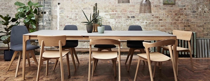 Modern 12-Seater Oak and Ceramic Dining Table