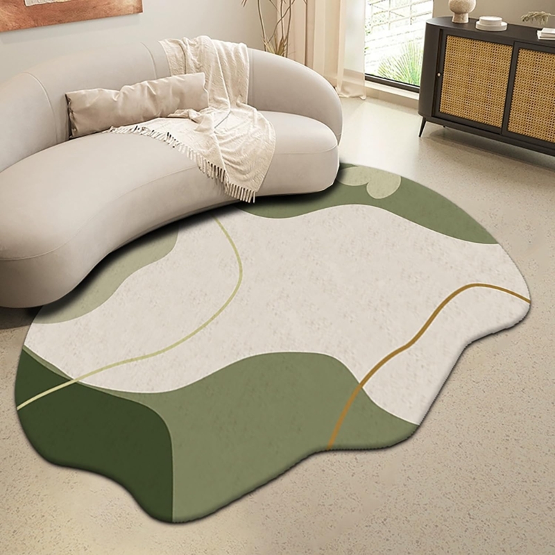 Modern Abstract Irregular Shaped Green Area Rug