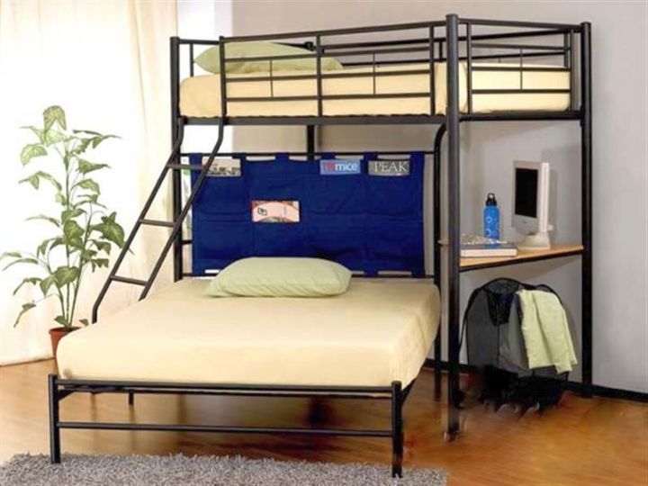 Modern Adult Loft Bed with Built-in Desk and Stairs