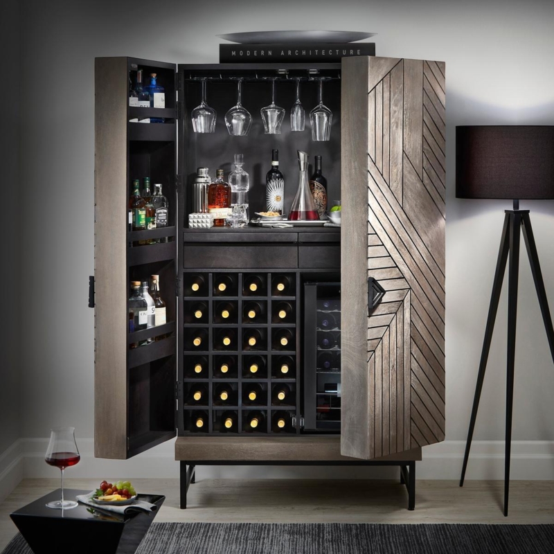 Modern Bar Cabinet with Built-in Wine Fridge