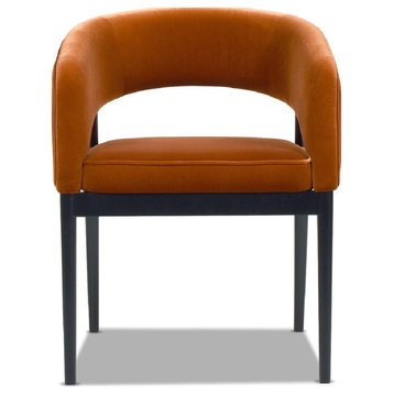 Modern Barrel Dining Chair with Velvet Upholstery