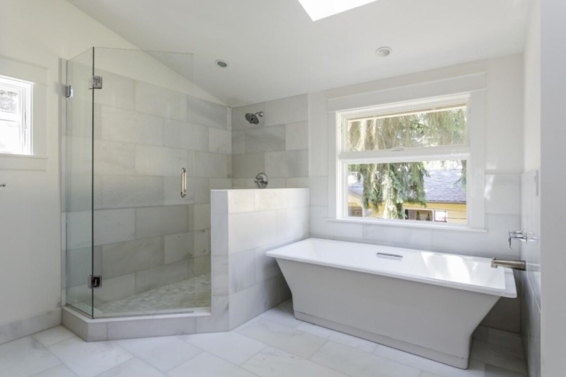 Modern Bathroom with Half Wall Glass Shower