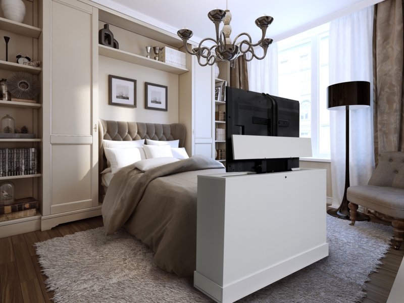Modern Bedroom with Hidden TV Unit Design