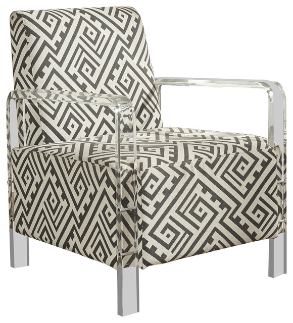 Modern Black and White Geometric Accent Chair