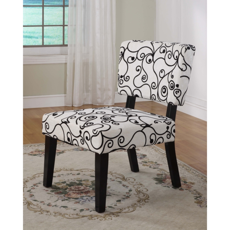 Modern Black and White Swirl Accent Chair