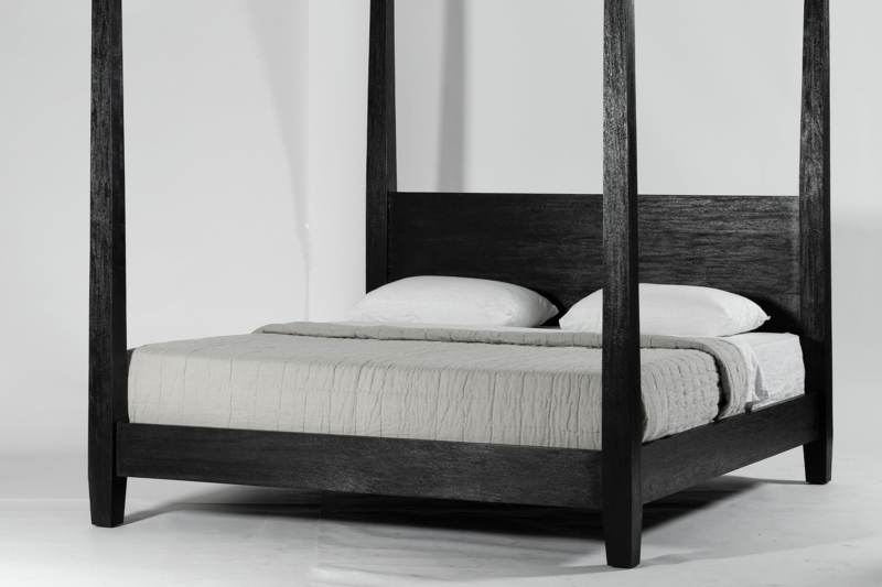 Modern Black Four Poster Bed with Minimalist Design