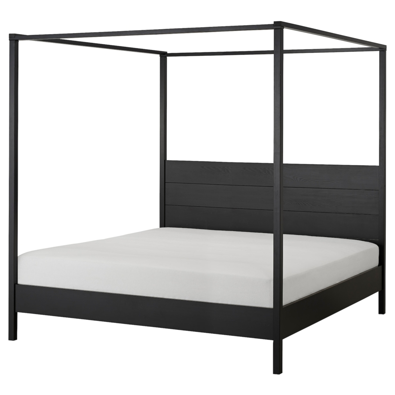 Modern Black Four-Poster King Size Bed Frame