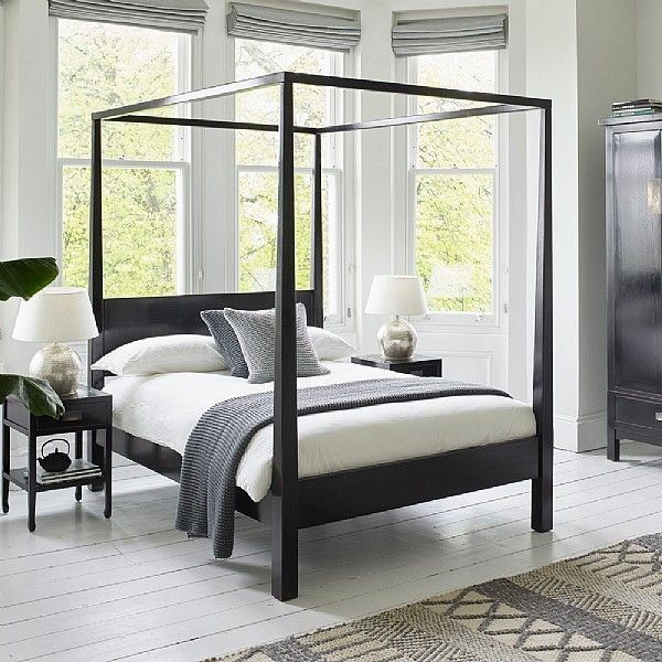 Modern Black Four Poster Super King Bed Frame