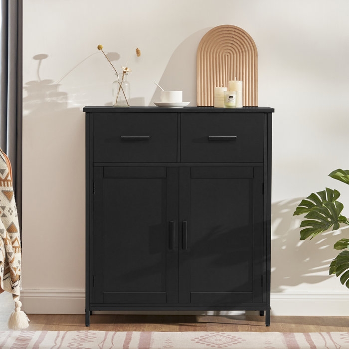 Modern Black Industrial Storage Cabinet with Drawers