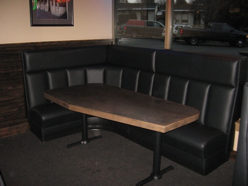Modern Black Leather Corner Booth Seating