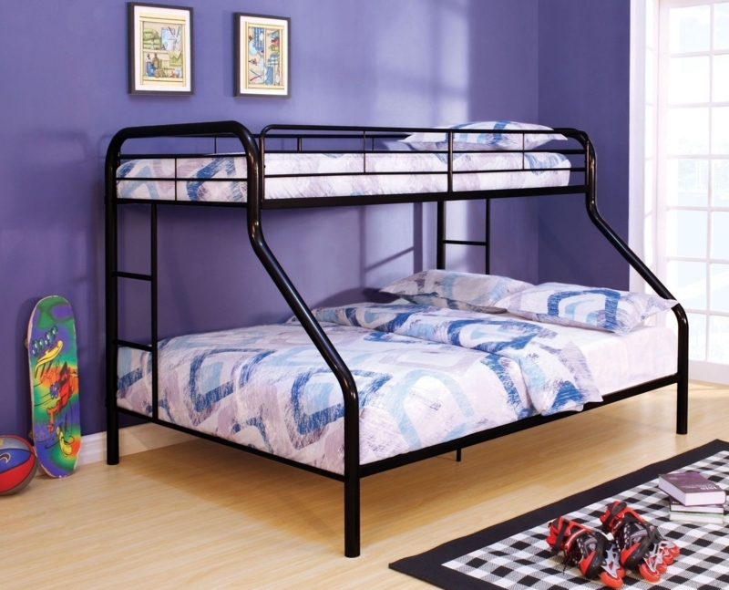 Modern Black Metal Twin Over Queen Bunk Bed