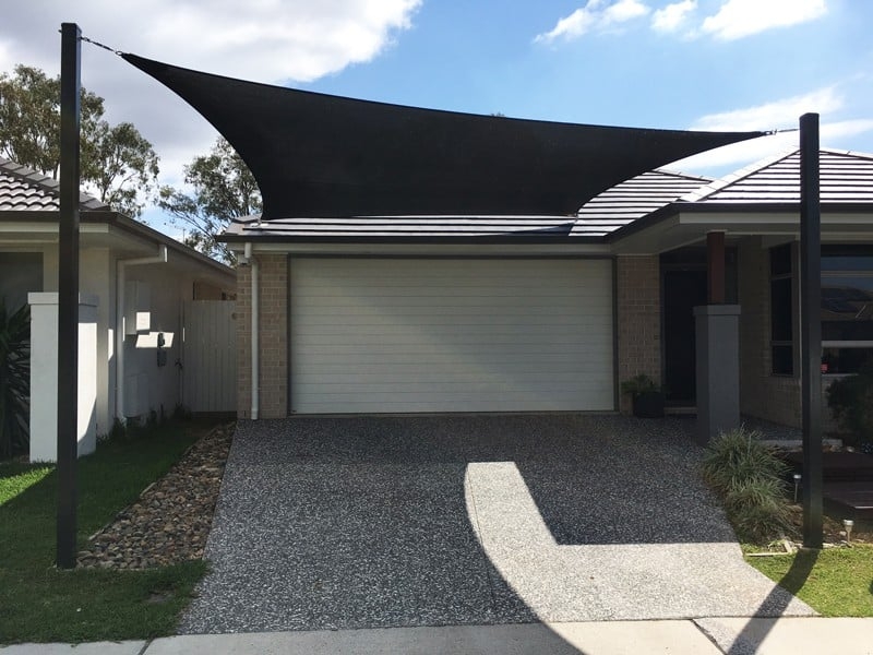 Modern Black Shade Sail Carport Structure