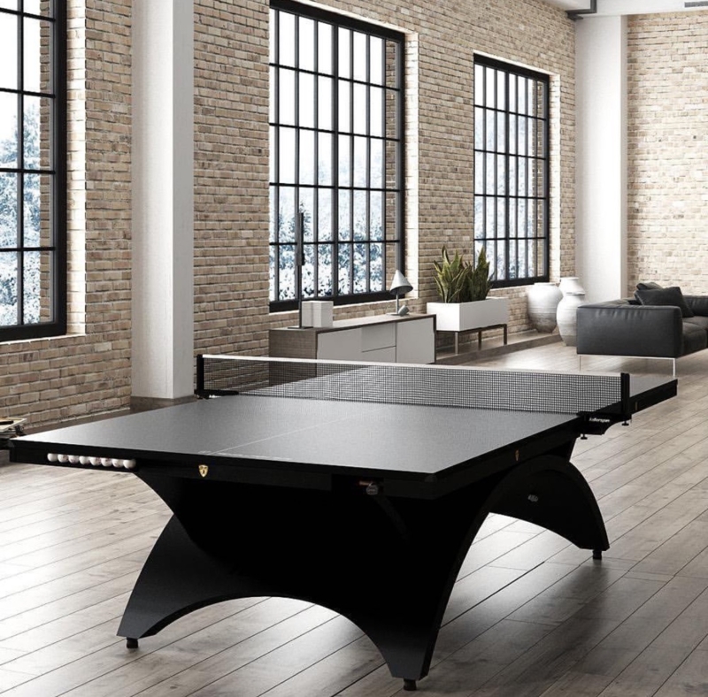 Modern Black Steel Ping Pong Table in Loft Space