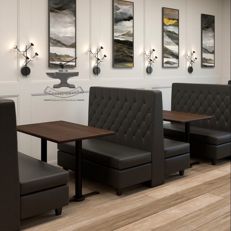 Modern Black Tufted Restaurant Booth Seating