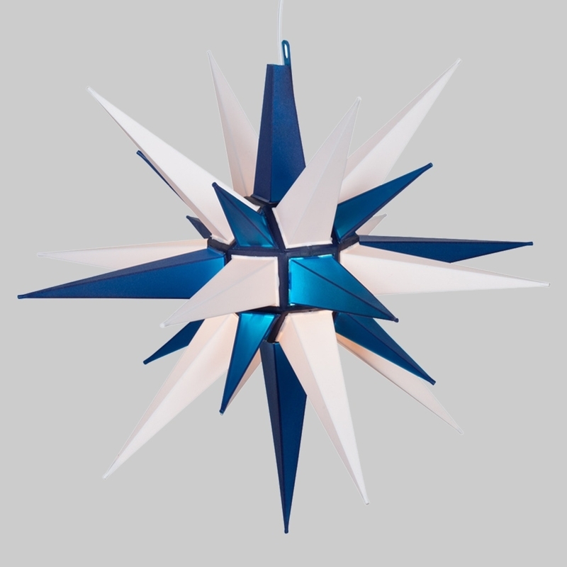 Modern Blue and White Moravian Star Pendant Light