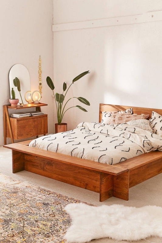 Modern Boho Wooden Platform Bed Frame Design