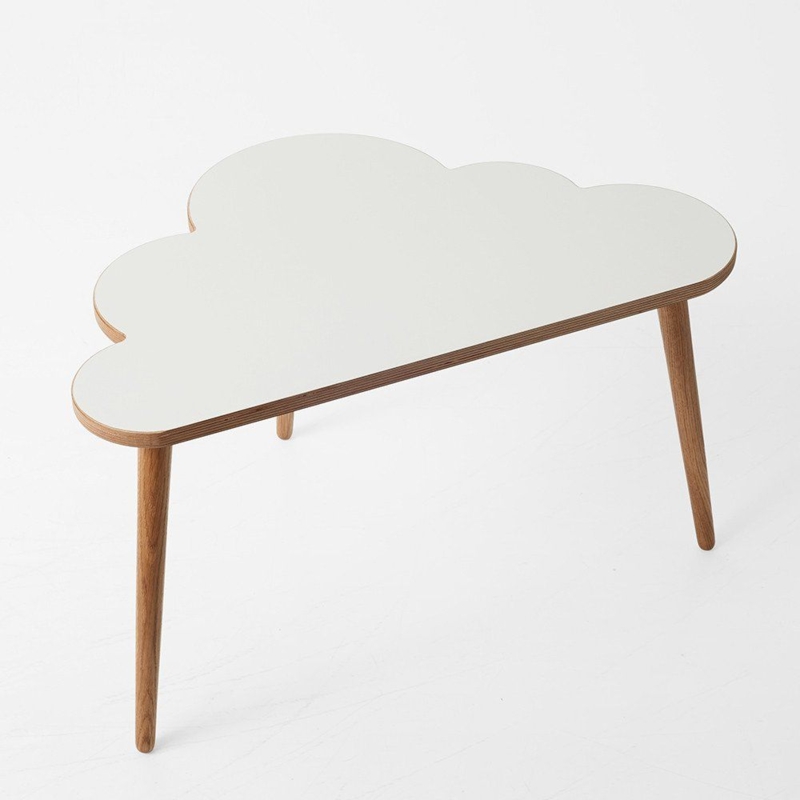 Modern Cloud-Shaped Coffee Table with Wooden Legs
