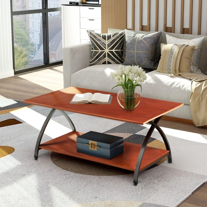 Modern Coffee Table with Curved Metal Legs