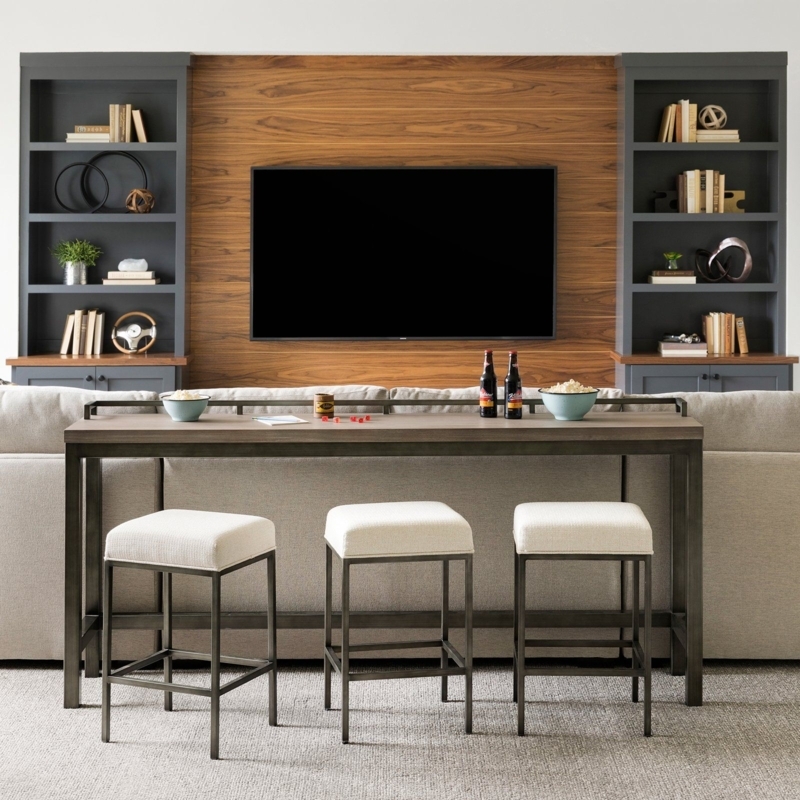 Modern Console Table with Neutral Upholstered Stools