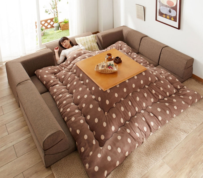 Modern Convertible Kotatsu with Cozy Floor Sofa