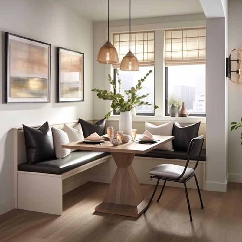 Modern Cozy Corner Banquette Dining Area