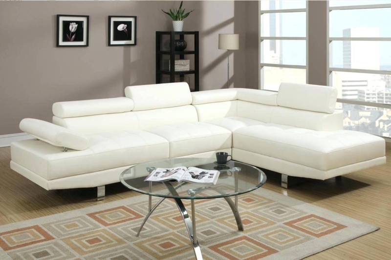 Modern Cream Leather Sectional Sofa in Spacious Living Room