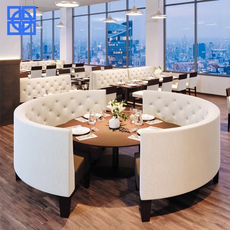 Modern Curved Booth Table Set in Restaurant