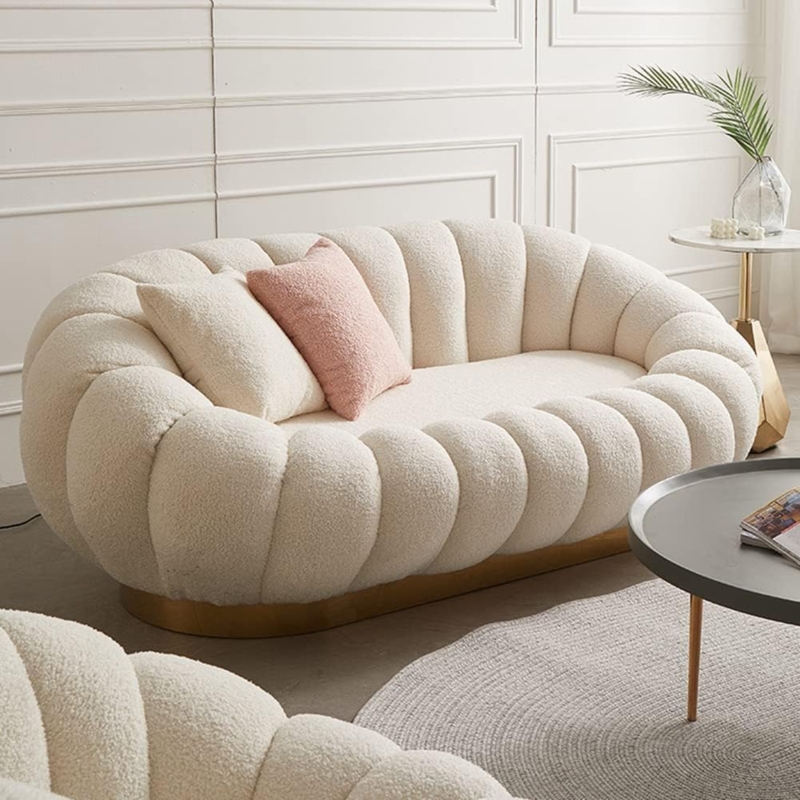 Modern Curved Cream Loveseat for Cozy Small Spaces