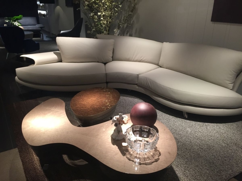 Modern Curved Sofa with Unique Coffee Tables