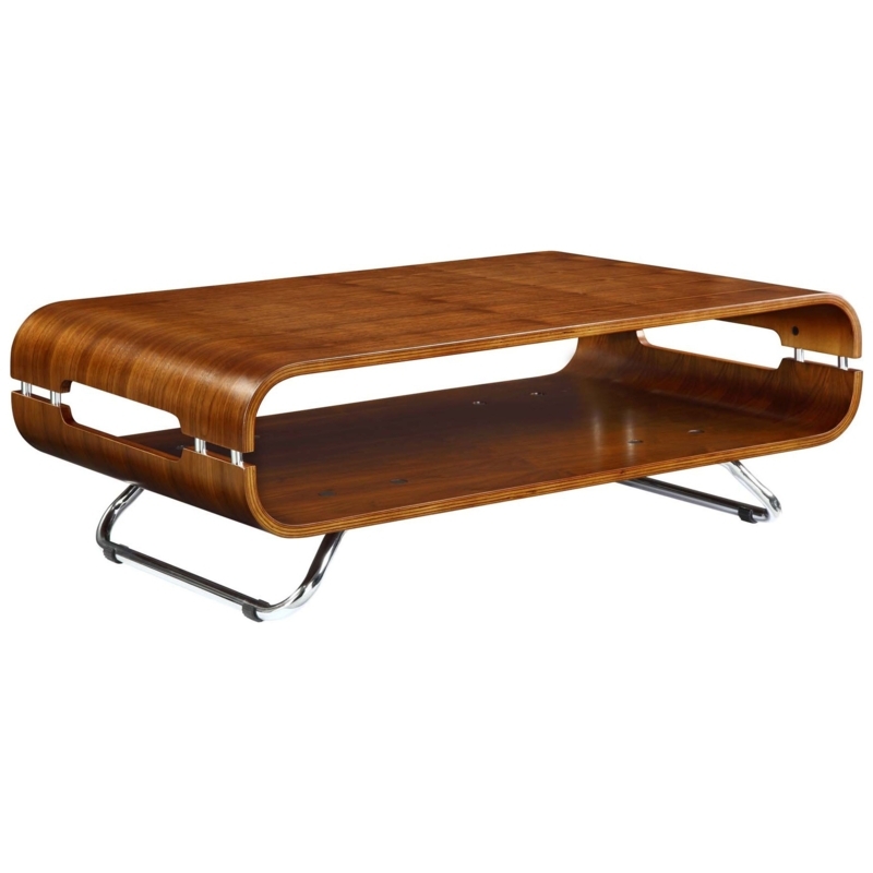 Modern Curved Walnut Wood Veneer Coffee Table