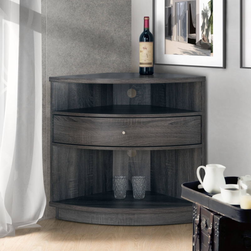 Modern Dark Wood Corner Cabinet for Dining Rooms